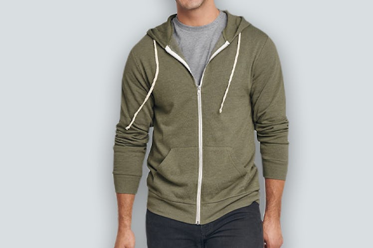 True Classic Military Green Fleece-Zip Hoodie