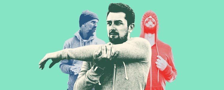 Collage of three men in zip-up hoodies