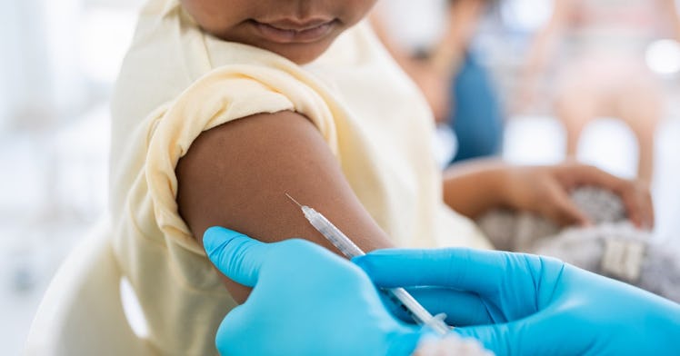 A baby receives the DTaP vaccine.