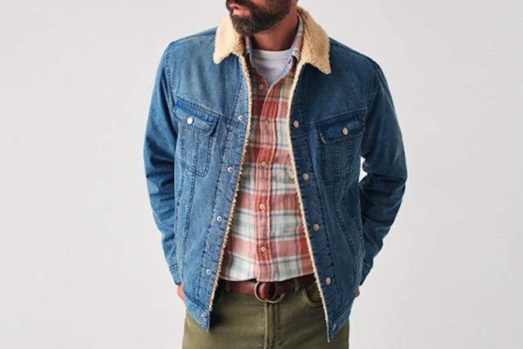 Faherty Brand Indigo Sherpa Timberline Trucker Jacket