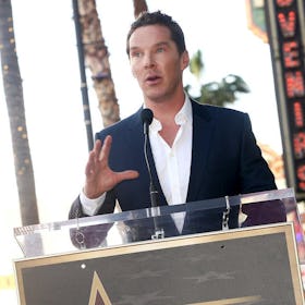 Benedict Cumberbatch speaking at podium