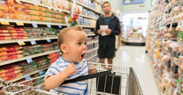 food prices dad at grocery store with kid