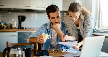 parents looking at money finances