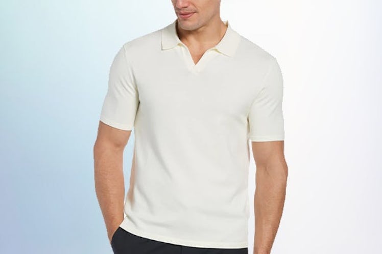 Perry Ellis Solid Tech Knit Open Sweater Polo