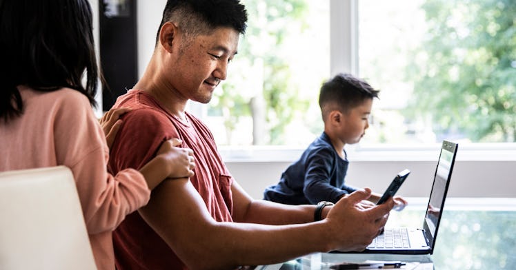 child tax credit dad on computer