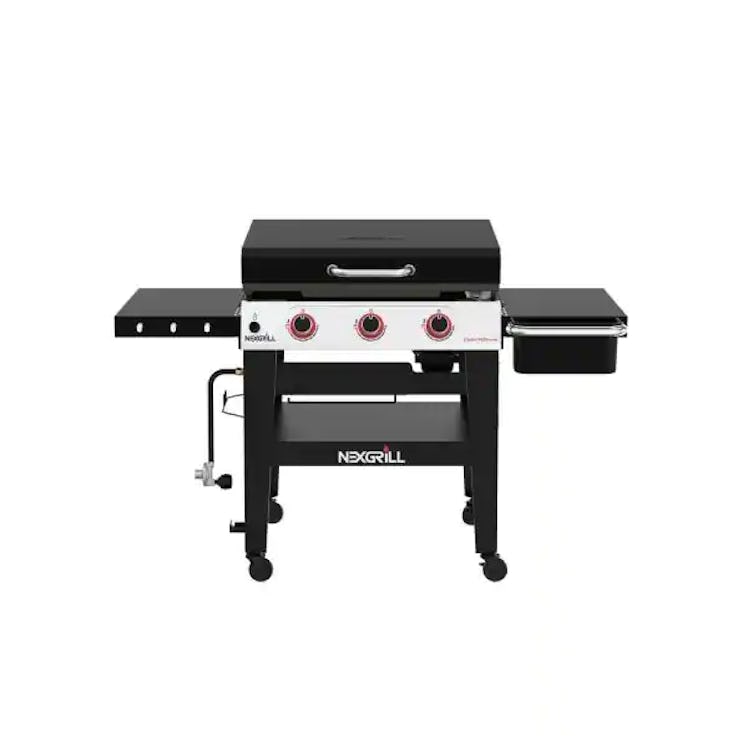 Nexgrill Daytona 3-Burner 30 in. Propane Gas Griddle in Black with Lid