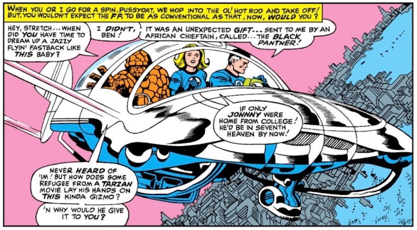 The Fantastic Four marveling at black panthers technological innovations in ‘Introducing the Sensati...