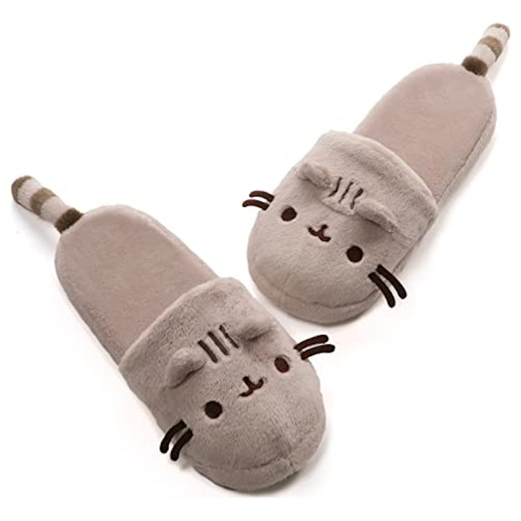 GUND Pusheen Cat Plush Stuffed Animal Slippers, Gray, 12"