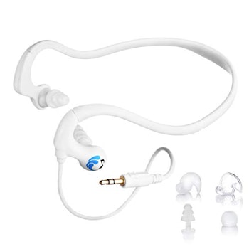HydroActive Short-Cord Waterproof Headphones (Wired 3.5 mm Jack) with 11 Earbuds in 4 Styles