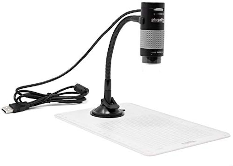 Plugable USB 2.0 Digital Microscope with Flexible Arm Observation Stand for Windows, Mac, Linux (2 M...