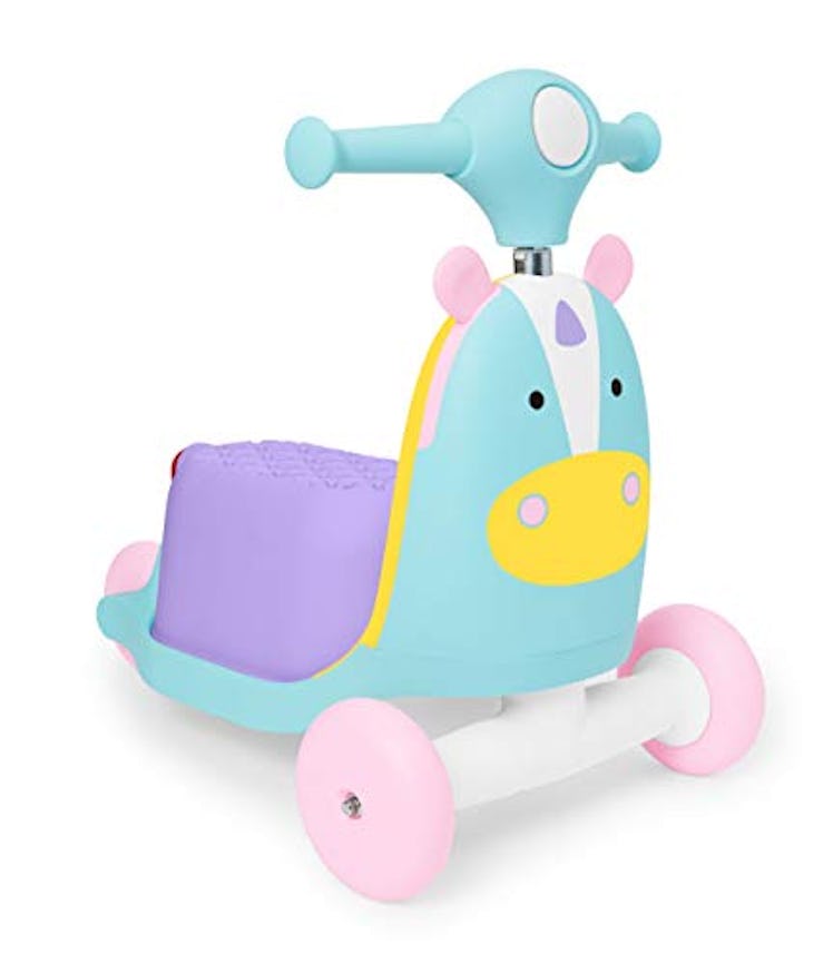 Skip Hop Kids 3-in-1 Ride On Scooter and Wagon Toy, Unicorn