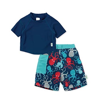 Baby Short Sleeve Rash Guard & Pocket Trunks Set by i play. by green sprouts