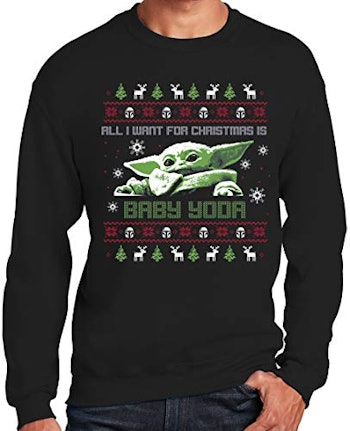 Baby Yoda Ugly Christmas Sweater Holiday Sweater Christmas Jumper Adult Unisex Pullover Black