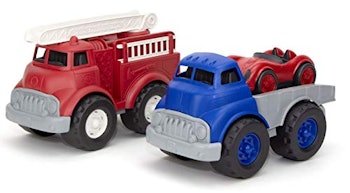 Fire Truck and Flatbed Truck by Green Toys