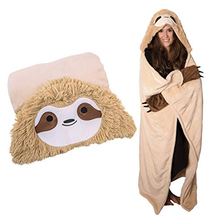 Thnapple Slothy Sloth Wearable Hooded Blanket