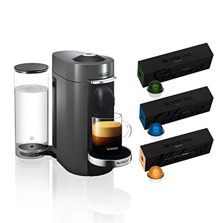 Nespresso VertuoPlus Deluxe Coffee and Espresso Maker by De'Longhi, Titan, with Best-Selling Coffees