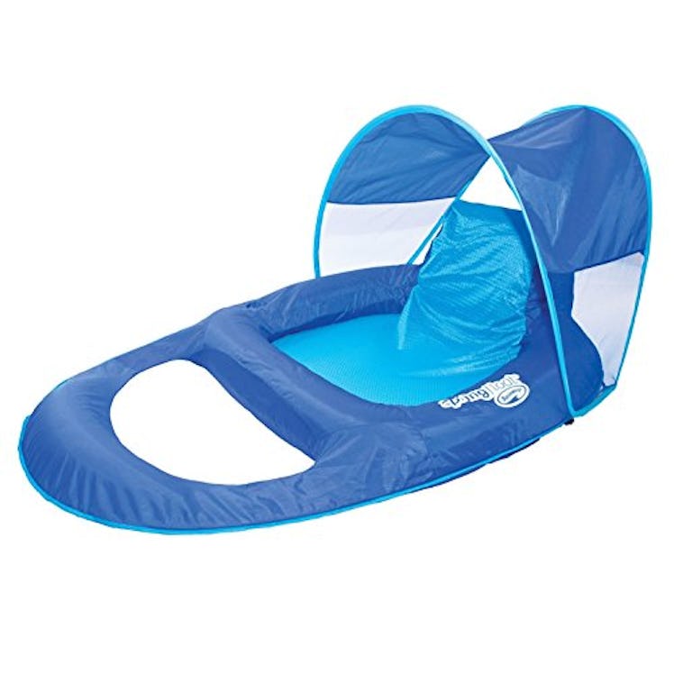SwimWays Spring Float Recliner with Canopy - Swim Lounger for Pool or Lake
