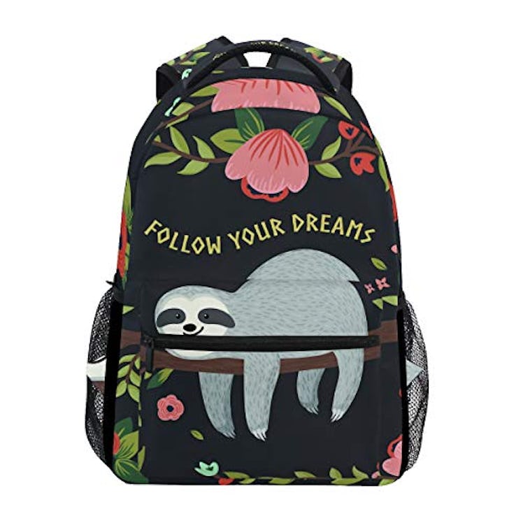 ZZKKO Funny Sloth on Tree Branches Follow Your Dreams Computer Backpack