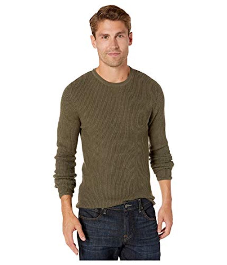 Billy Reid Cotton Cashmere Mini Waffle Crew Neck Sweater for Men