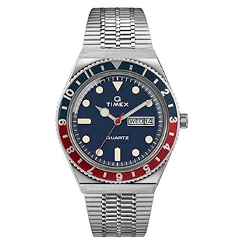 Timex 38 mm Q Timex Reissue Stainless Steel Case Blue Dial Stainless Steel Bracelet Silver/Blue/Silv...