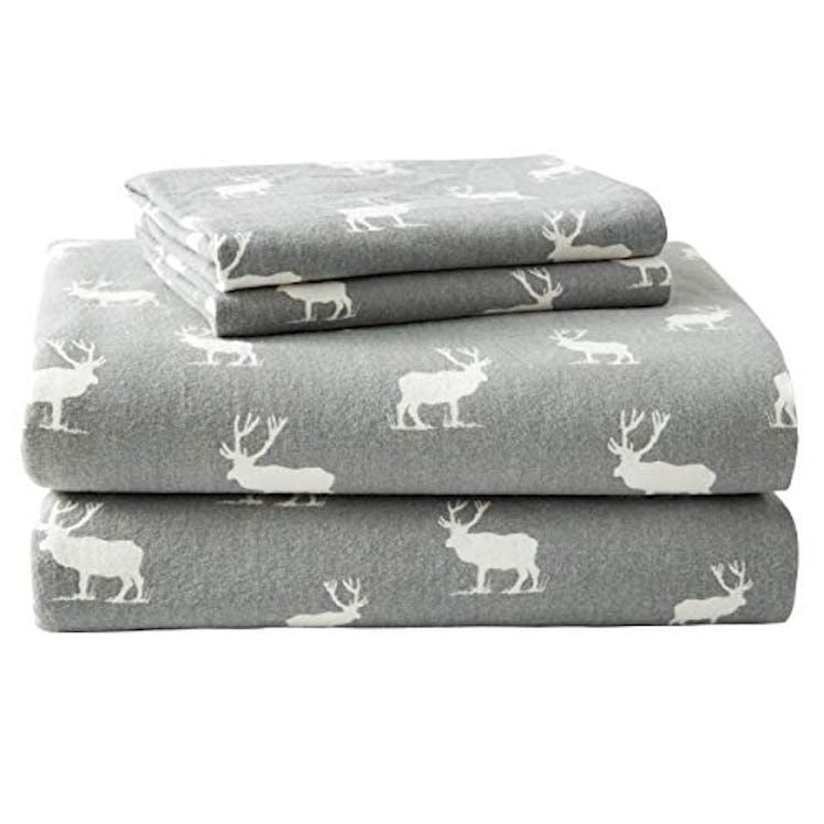 Eddie Bauer 216298 Elk Grove Flannel Sheet Set King Gray