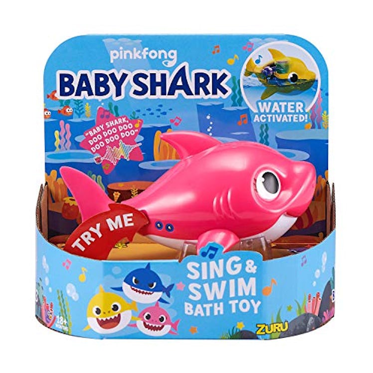 Robo Alive Junior Baby Shark Battery-Powered Sing and Swim Bath Toy by ZURU - Daddy Shark (Blue)