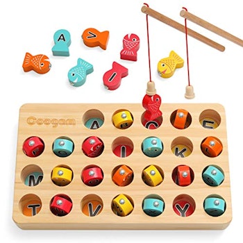 Wooden Magnetic Fishing Game by Coogam