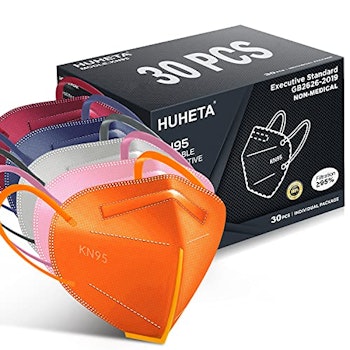 HUHETA KN95 Face Mask, 30 Pack Individually Wrapped, 5-Ply Breathable and Comfortable Safety Mask, F...