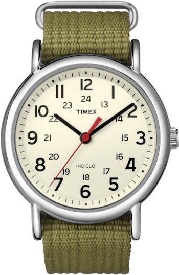 Timex Unisex T2N651 Weekender 38mm Olive Nylon Slip-Thru Strap Watch