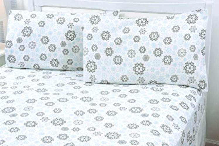 Mellanni 100% Cotton 4 Piece Printed Flannel Sheets Set