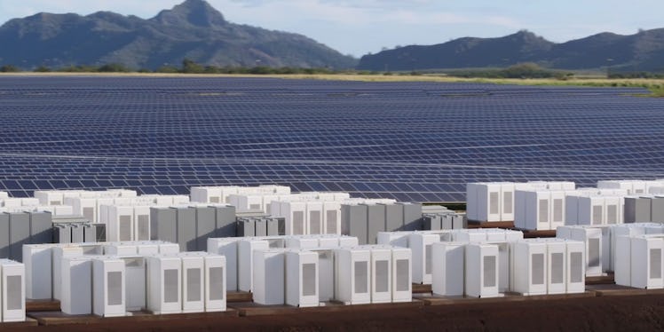 The Tesla Powerpack setup is seen in this company rendering.