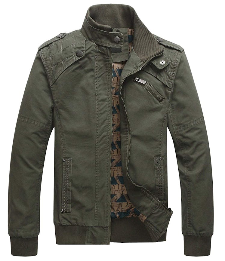 Chouyatou Men's Casual Long Sleeve Full Zip Jacket