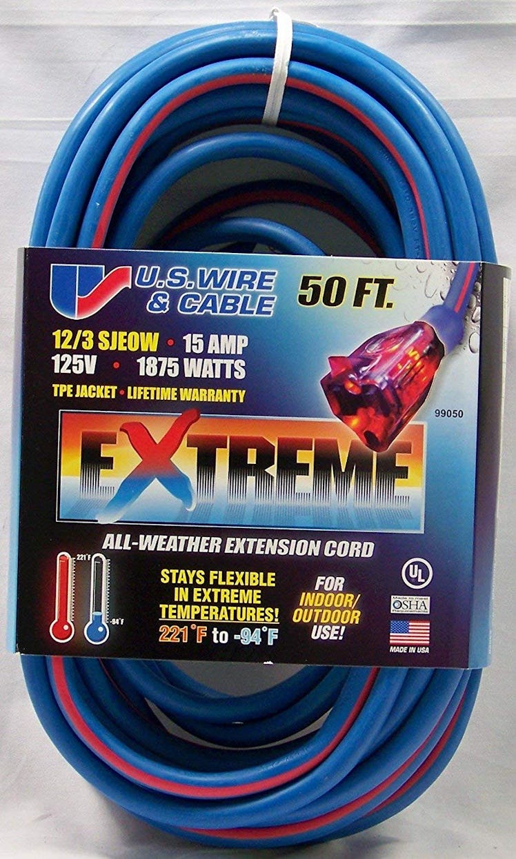 Cold Weather Extension Cord Blue with Lighted Plug