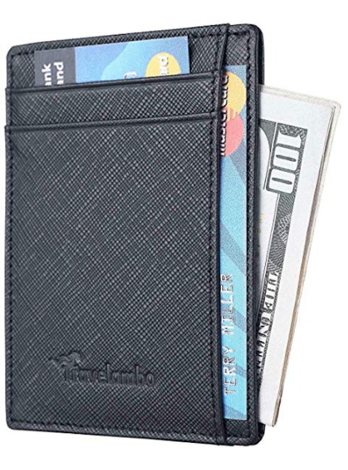 Travelambo RFID Front Pocket Minimalist Slim Wallet Genuine Leather 