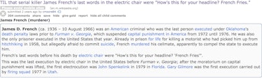 Screengrab from Reddit about murdered James French