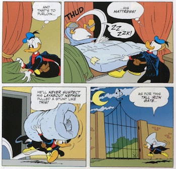 Paperinik Donald Duck Stealing Scrooge's Mattress