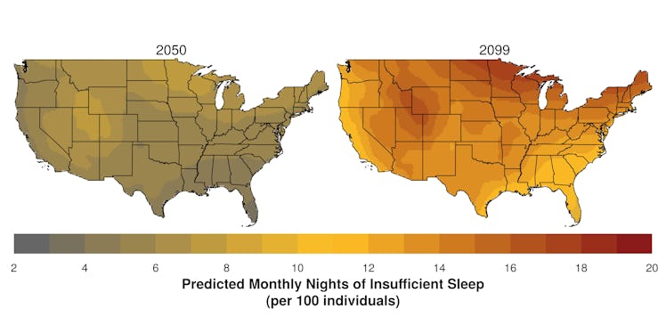 Areas of the western and northern United States -- where nighttime temperatures are projected to inc...