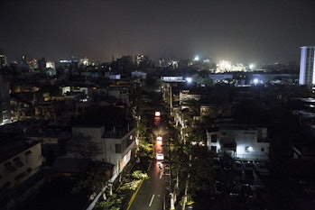 SAN JUAN, PUERTO RICO - SEPTEMBER 20: San Juan is seen during a total blackout after Hurricane Maria...