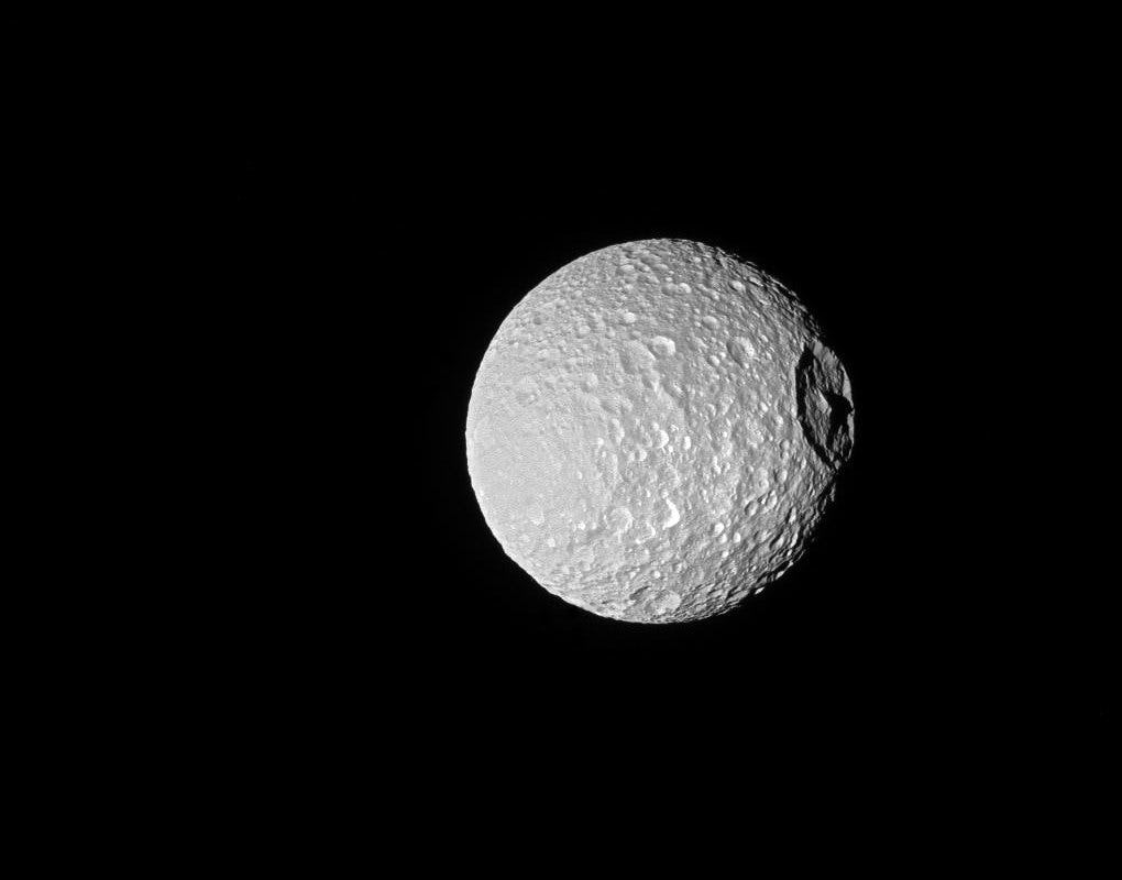 This Image Of Saturn's Moon Mimas Looks Way Too Much Like The Death Star