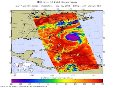 This image shows Hurricane Florence in infrared light.