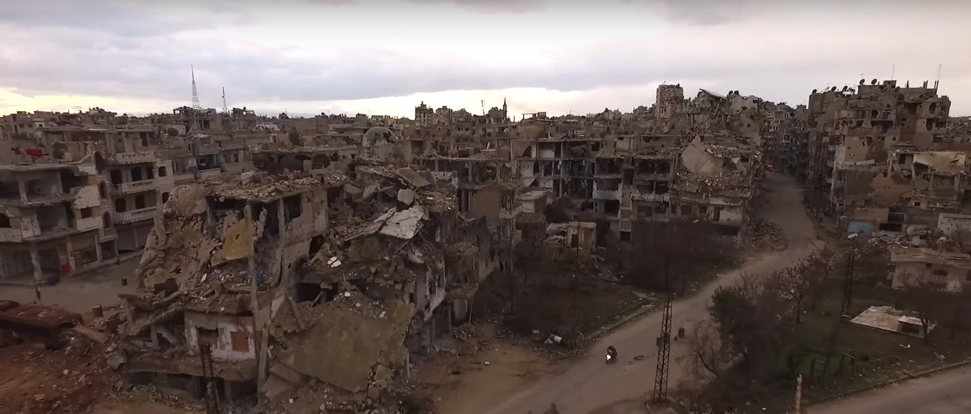 Haunting Drone Video Shows Bombed-Out Homs, Syria