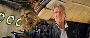 Han Solo and Chewbacca in 'The Force Awakens'.