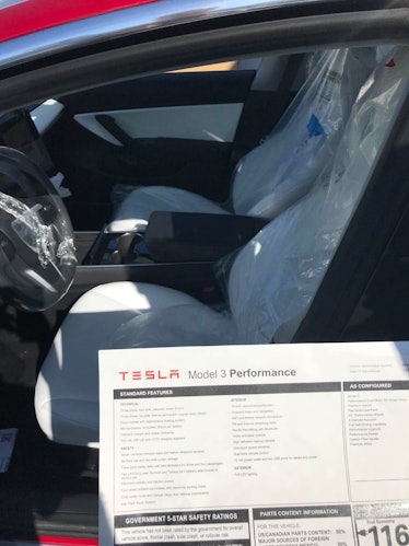 Tesla Model 3 performance edition sticker.
