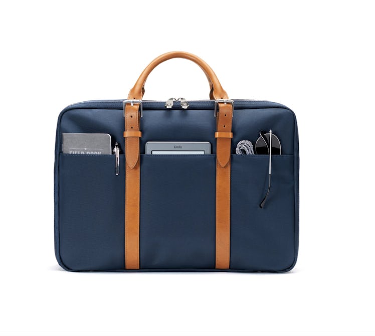 The Cary Briefcase-Single-Navy and Tan