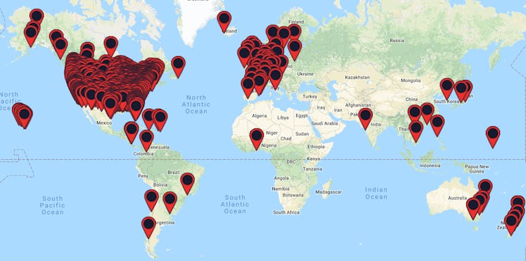 March for Our Lives global protest map.