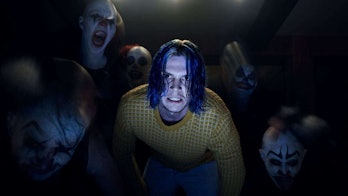 Cult leader-in-training Kai and some clowns in 'American Horror Story: Cult'.