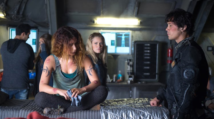 Nadia Hilker, Eliza Taylor, and Bob Morley in 'The 100' 