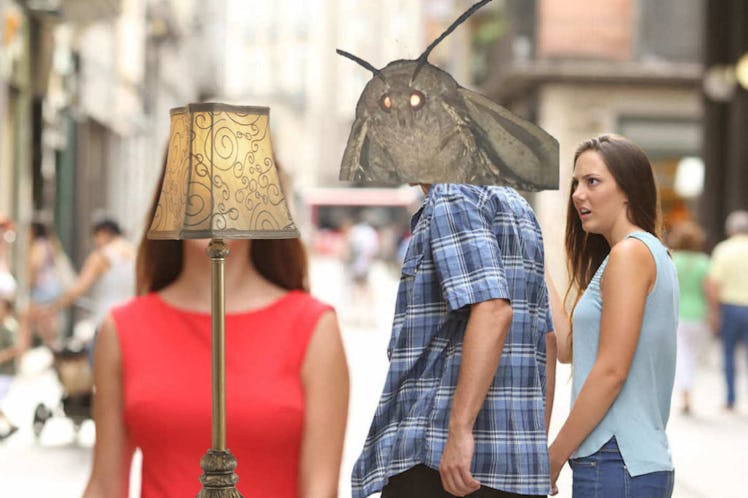 distracted boyfriend moth meme