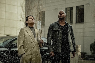 Ian McShane as Wednesday and Ricky Whittle as Shadow in Starz's adaptation of Neil Gaiman's 'America...