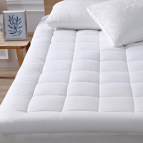 oaskys Queen Mattress Pad Cover Cooling Mattress Topper Cotton Top Pillow Top with Down Alternative ...